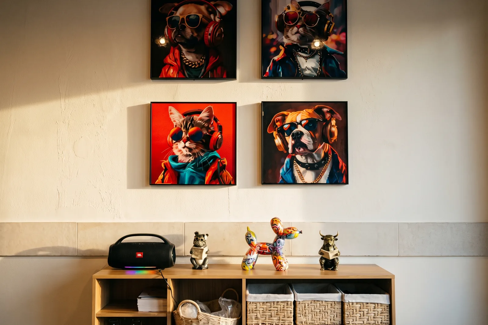 Pop-Art-Bilder von Hunden mit Sonnenbrille im Mi Locura